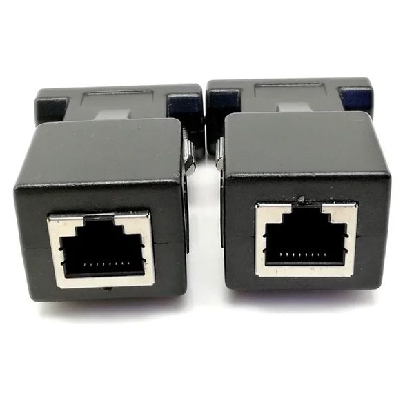 2024 Nova 15pin VGA fêmea para RJ-45 Cartão de conector feminino VGA RGB HDB Extender para LAN CAT5 CAT6 RJ45 Adaptador de cabo Ethernet de rede para