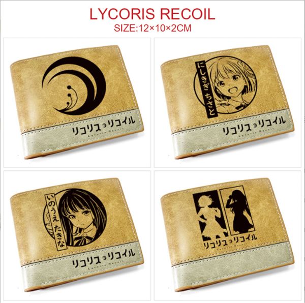 Portafogli anime lycoris rinculo logo goffossing wallet boy borse di carta di credito con carta di credito a doppia piega
