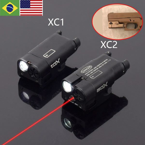 Luci tattiche in metallo SF XC1 XC2 Flashlight Light Light con laser a punta rossa per G17 G19 20 mm Rail Picatinny