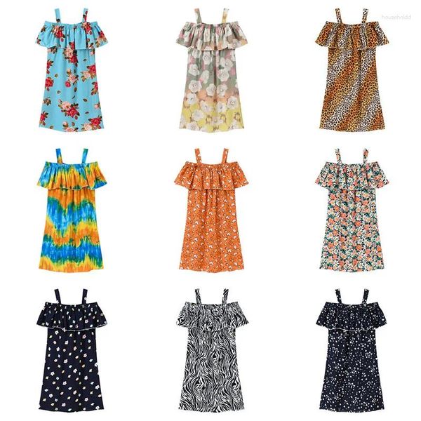 Girl Dresses Summer For Girls Floral Pattern Girls 2024 Est Kids Dress Teenage costumi