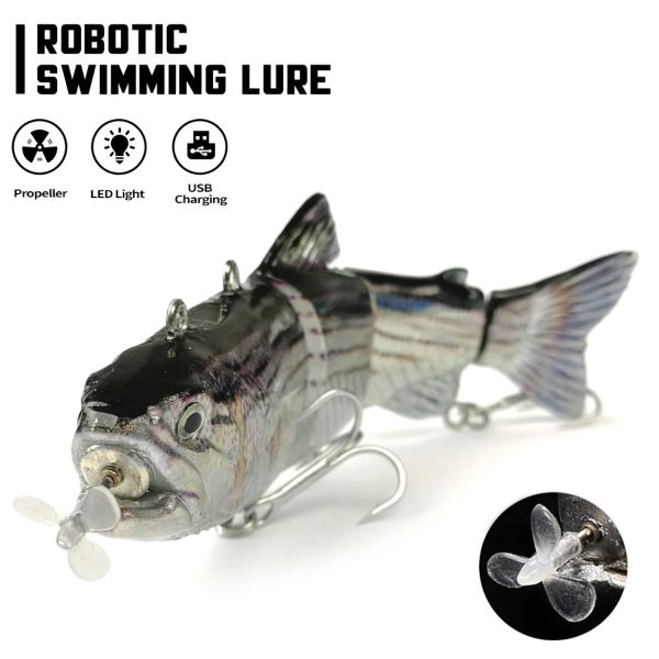 Accessori che affonda la pesca robotica pesca pesciocino 130 mm/35g 54g da bagno automatico Wobblers Electric Wobblers esca USB LEGGIO LED ricaricabile per il branzino