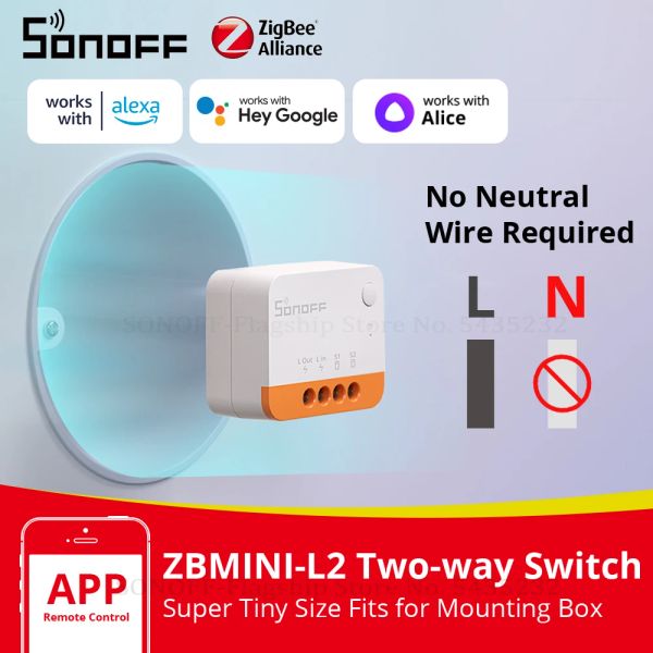 Контроль Sonoff Zbminil2 Zigbee Smart Switch Mini Body Diy 2 Way Control без нейтрального провода Требуется работы с Alexa Google Home Alice