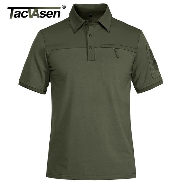 Tacvasen mit 2 Reißverschluss-Taschen T-Shirts Herren Taktische Kurzarmpolos Hemden Casual Team Arbeit Golf Tops Mann Kleidung 240420