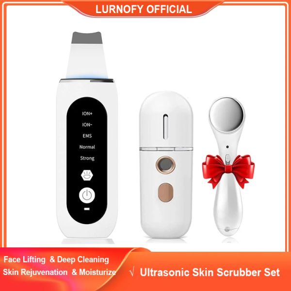 Strumento LED LED LIGHT ULTRASONICA SCUBBER EMS EMS Massager facciale pulizia peelitacyjny rimodellamento nero rimodella