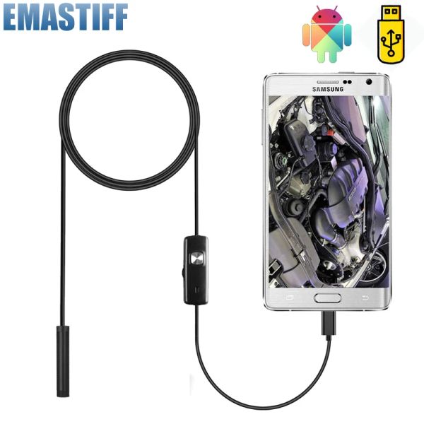 Kameras Emastiff 7mm Endoskopkamera Flexible IP67 wasserdichte Micro USB Industrial Endoscope Camera für Android Phone PC LED Einstellbar