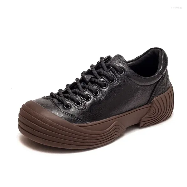 Sapatos casuais gktinoo mulheres tênis primavera sandálias de couro genuíno Lace-up 2024 Plataforma altiva artesanal