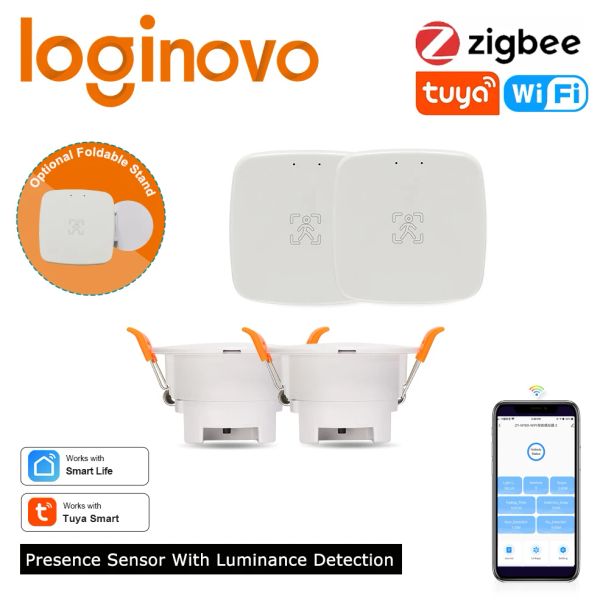 Controle Loginovo ZigBee 3.0 Sensor de presença humana Tuya wifi mmwave Radar Detector Smart Motion Sensor com detecção de intensidade