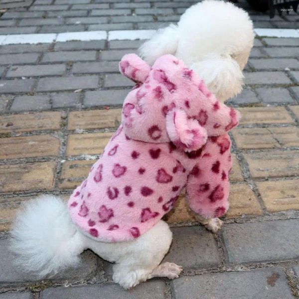 Vestuário para cães roupas de estimação capuz de capuz roupas térmicas roupas com zíper com estampa de leopardo, cachorrinho de luxo à prova de vento de duas pernas