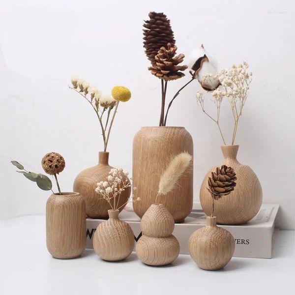 Vasos de madeira vasos decorativos de madeira altos vaso pequeno de madeira com vazamento de vazamento Decorações internas Plantas ou flores de casa