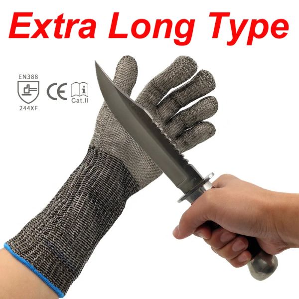 Accessori 100% di alta qualità a maniche lunghe Glove in acciaio inossidabile Macellame di protezione Mesh Guanti di carne funzionano per la cucina e la pesca