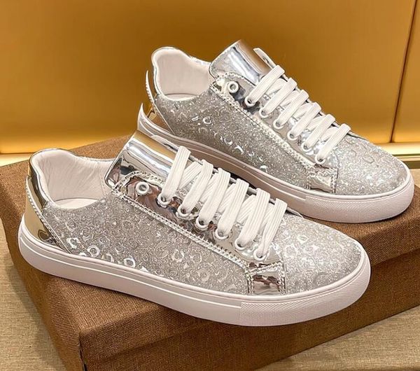 Дизайнерские кроссовки роскошные королевские стиль мужчины серебряные свадебные туфли для обуви ночной клуб обувь