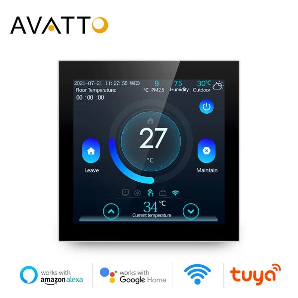 Controle Avatto Smart Floor Termostato, Tuya WiFi Electric/Aquecimento de água Controlador de temperatura, casa inteligente para Alexa Google Home Alice