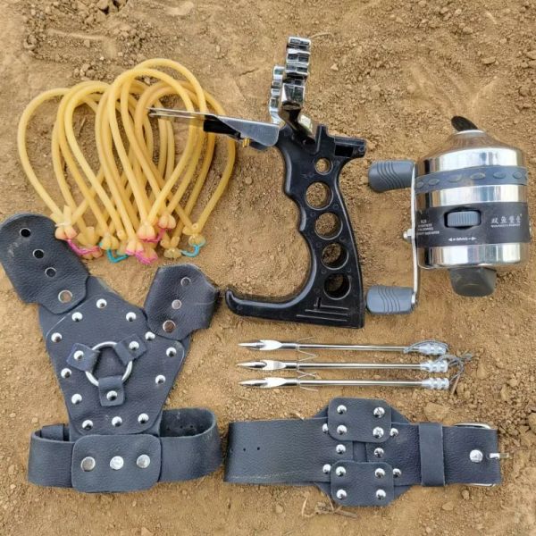 Kapsamlar Yeni Tam Set Av Sapanı Güçlü Mancınık Avcılık Balıkçılık Sapçılığı Balıkçılık Dartları Handguard Fishing Reel Feneri Araçları