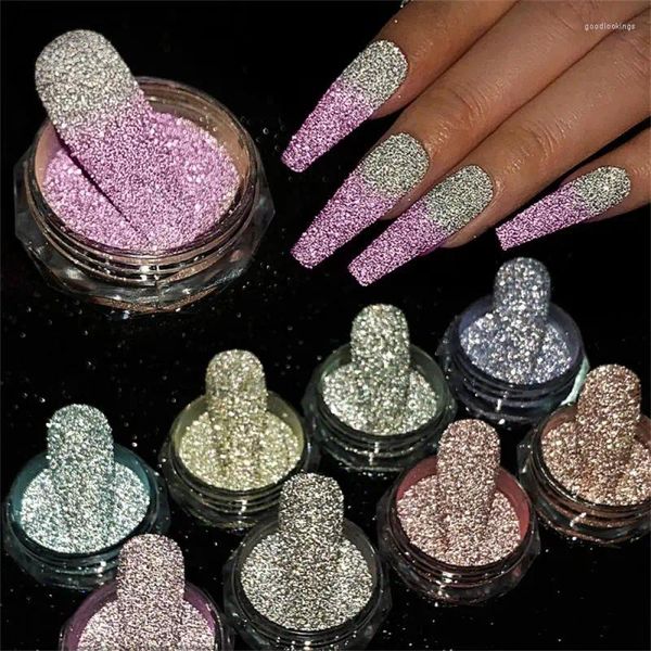 Nagelglitter 1Box Silber Reflektierende Pulver-Farbwechselreflexion Schillern Kristall Strass UV Gel Polnisch Chromstaub