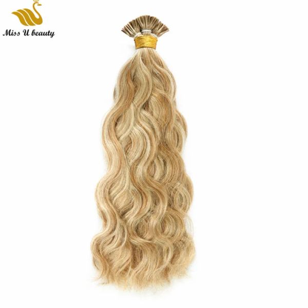 Uzantılar doğal dalga I bahşiş saç uzantıları İtalyan keratin önceden önceden yerleştirilmiş insan kuşu 0.5g/0.8g/1g iplik başına 100g bir paket 1226inch