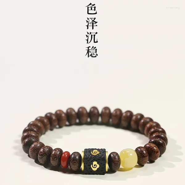 Strand -Agarholz -Armbänder für Männer und Frauen schwarzer Sandelholz Honig Wachs Transportperlen spielen Buddha