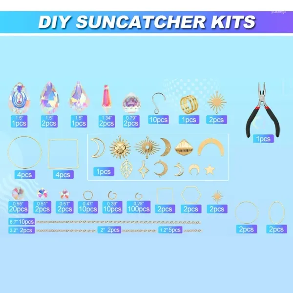 Decorações de jardim 200pcs Diy Sun Catchers, fazendo cenários artesanais para crianças adultas cristalas com ganchos