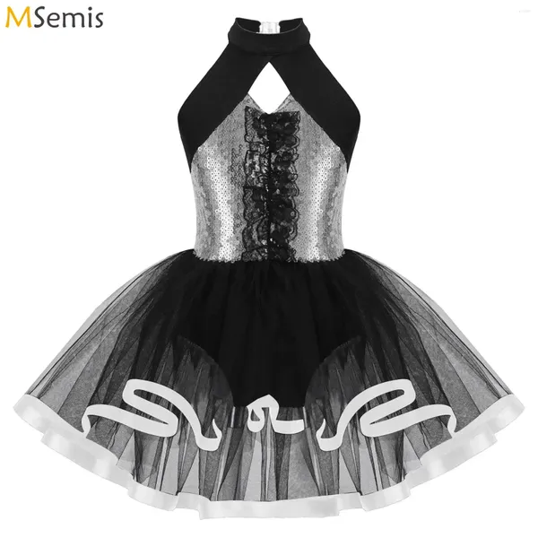 BASE Wear Kids Girls Sequest glitter sequestri tutu balletto da ballo danza cazzo di ginnastica ginnastica bambini moderni jazz ballottano costume da performance