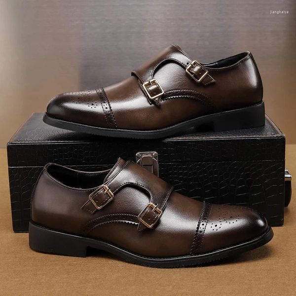 Sapatos casuais homens moda negócios de couro formal