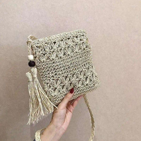 Donne coulisse Bag di paglia casual Summer Beach Woven Spalla Borse Borse Messenger