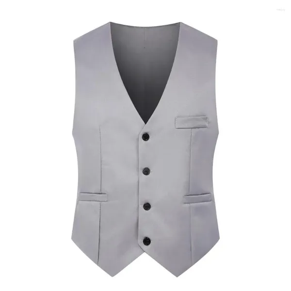 Мужские майки -топы Slim Fit Sut Vests для мужчин черно -серой темно -синий бизнес повседневный мужской жилет одиночная грудь Gilet Homme Formal Purtome