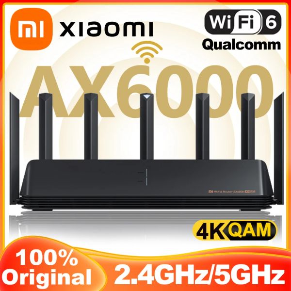 Roteadores xiaomi ax6000 aiot roteador 6000mbs wifi6 5ghz VPN 512MB Qualcomm CPU Mesh Repeater Rede de sinal externo Amplificador Smart Home