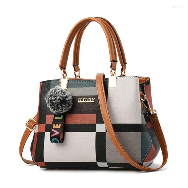 Omuz çantaları llqs gündelik ekose çanta moda dikiş vahşi messenger marka kadın totes crossbody women deri çanta