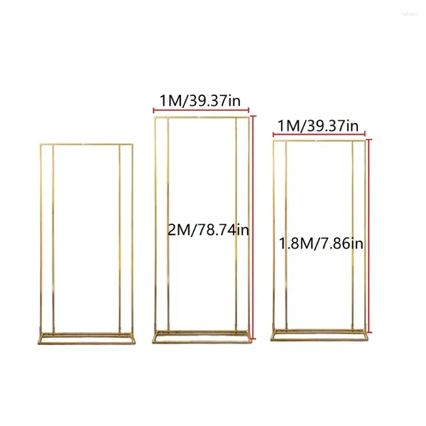 Parti Dekorasyonu 3pcs Düğün Meydanı Arch Zemin Balon Stand Arka Plan Parlak Metal Altın Kaplama Açık Yapay Çiçek Çerçeve