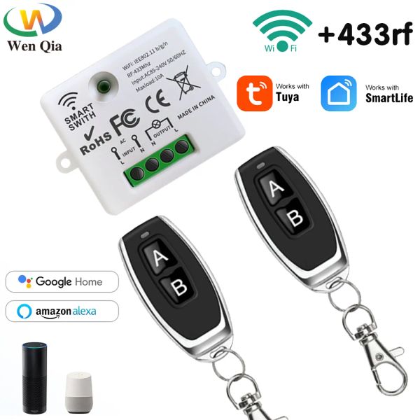 Steuerung 433MHz Wireless Fernbedienung AC220V WiFi Mini Light Switch RF Relay Modul Arbeit mit Tuya Smart Life App Google Home Alexa