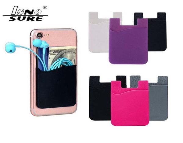 Telefone Back Silicone Wallet Cartão de crédito Adesivo de bolso de dinheiro 3M Bolsa de cartão de crédito adesivo adesivo Stickon para iPhone Samsung MOB3733862