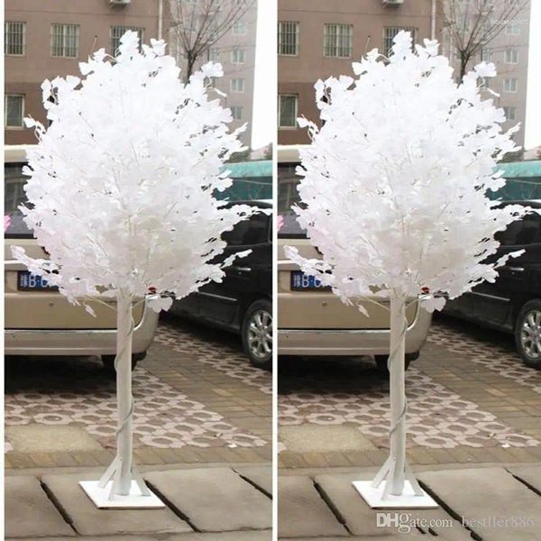 Flores decorativas 1.5m 5 pés de altura branca artificial ginkgo biloba folha de árvores donzelanha