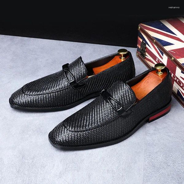 Kleiderschuhe Oxford für Männer Italienische Business Leder gewebt elegante formelle Wohnungen Designer -Büroschuh Schuhe