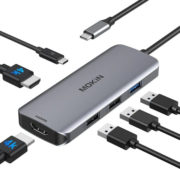 Док -станция HUBS USB C к двойному адаптеру HDMI, монитор монитора USB USB C C C, для Windows, USB C Adapter с двойным HDMI, 3 USB -портом