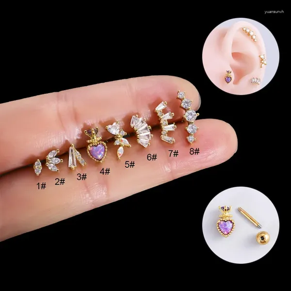 Brincos de garanhão 1PSC Aço inoxidável Ear pinos para homens homens zircão tragus cartilagem piercing dourado colorido jóias presente