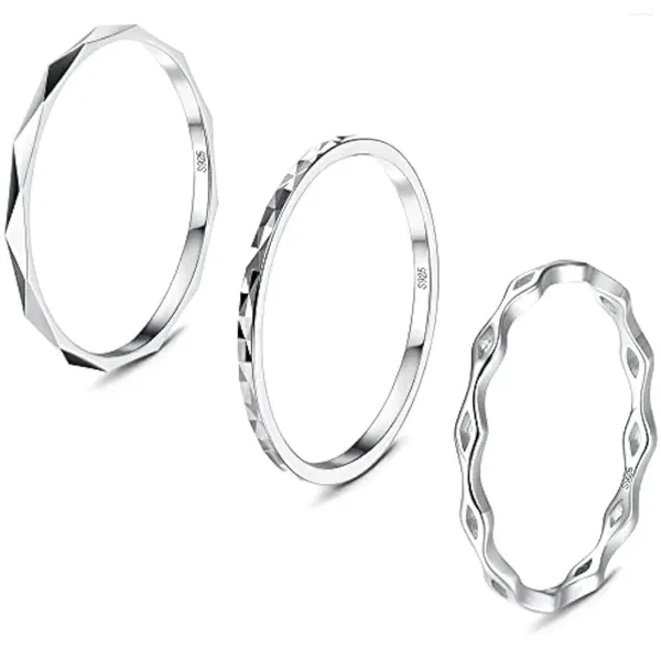 Cluster-Rings Fansilver Sterling Silber für Frauen Männer 18k Weiß Gold plattiert einfache Band Knöchel Stapel Daumen Diamond-Kut-Ring