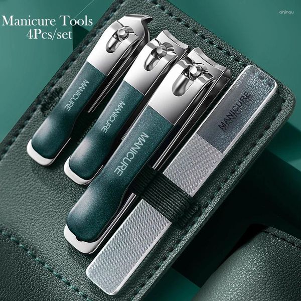 Kits de arte na unha 4pcs Clipper Conjunto anti-Slash Cut File A CHELE DE CLIPPERS POLLPERS PELOTE FERRAM