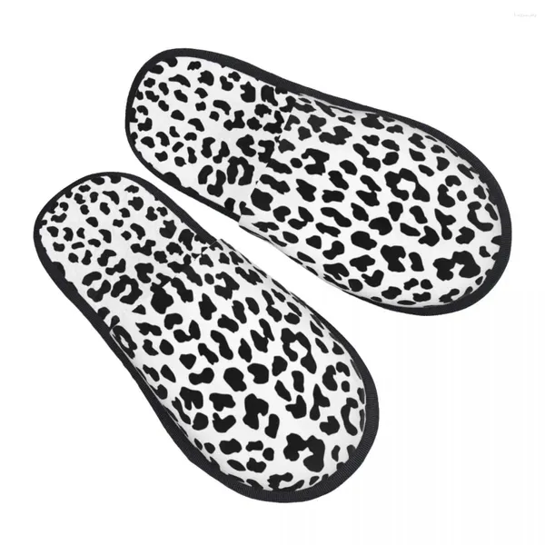 Slippers Padrão de leopardo preto e branco macio