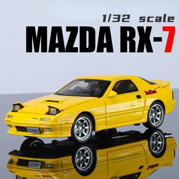 132 Modelli di auto giocattolo Diecast in lega iniziale D RX7 con modelli di auto in scala luminosa per bambini per bambini regali da collezione di compleanno 240409