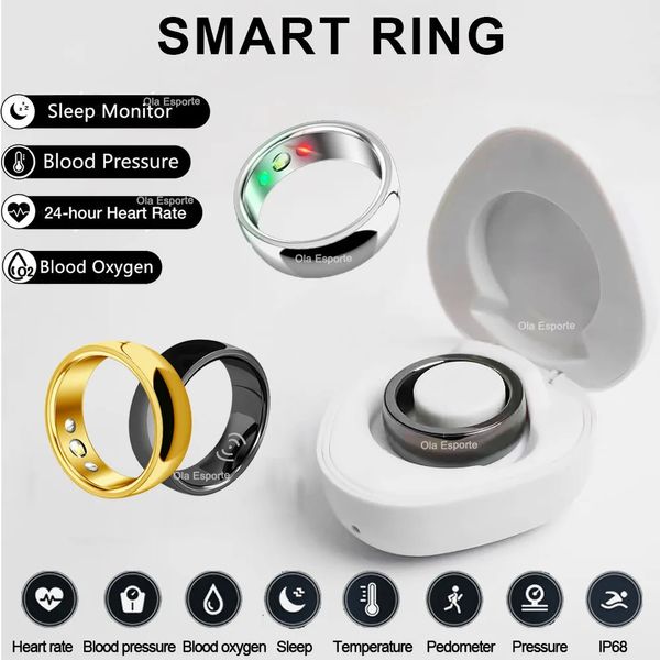 Smart Ring Est Inteligente Dispositivo vestível para homens mulheres Bluetooth Freqüência cardíaca Monitor de saúde à prova d'água para iOS Android 240408