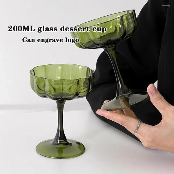 Weingläser (Dose Logo gravieren) 200 ml farbenfrohe Open Glass Party Cocktail Cup Bar Whiskey Goblet Red Dessert