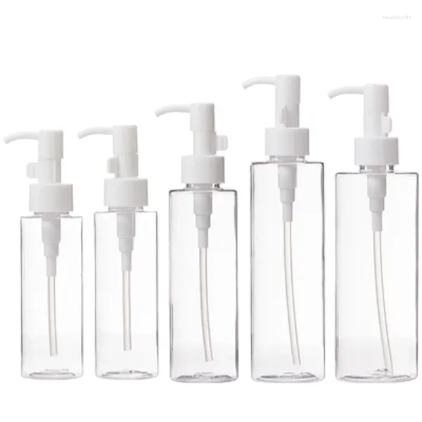 Garrafas de armazenamento 15pcs garrafa de plástico vazio Bomba de loção de colarinho branco transparente 100ml 120ml 150ml 200ml 250ml Recipiente cosmético recarregável