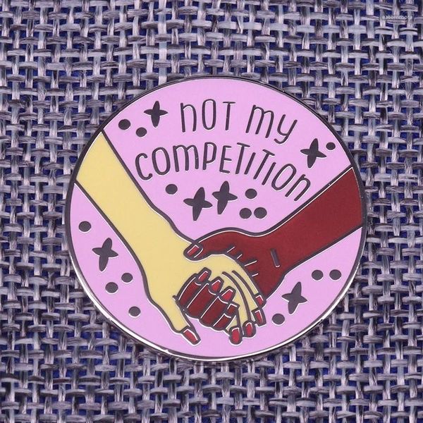 Broschen nicht meine Konkurrenz Brosche feministische Pin Runde Pink Sternenzeichen Mädchen Power Lapel Freundschaft Schmuck Gang Geschenk