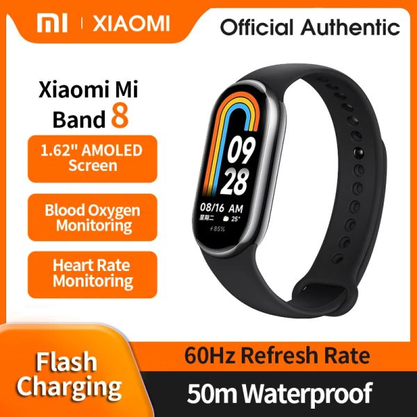 Pulseiras xiaomi mi banda 8 pulseira inteligente tela amoled tela sanguínea fitness traker freqüência cardíaca monitor bluetooth longa bateria duração