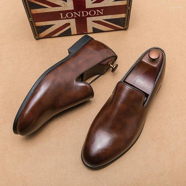 Sapatos casuais Oxford Leather Designer Classic Business Office Dress Retro British Style Night