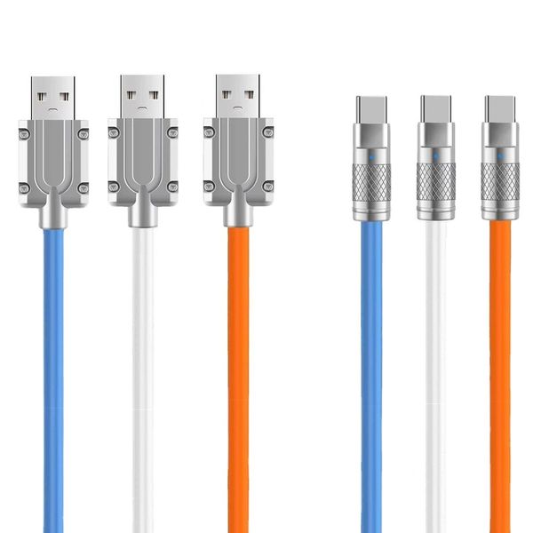 USB CABLE CABLE TYPE-C 120W Super Fast Fast Зарядная кабель жидкий силикон для iPhone и Android 6.0