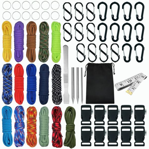 Bracciali kit di corda paracord 550 5m Crafting del cordone paracadute set per covico covico per braccialetti fai -da -te all'aperto collare