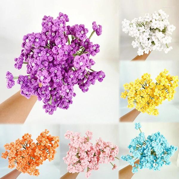 Fiori decorativi 1pc Bispio per bambini a maglia per bambini Bouquet Gypsophila Bridal Wedding Valentine's Decoration Decorazione Floral Home Table Decor