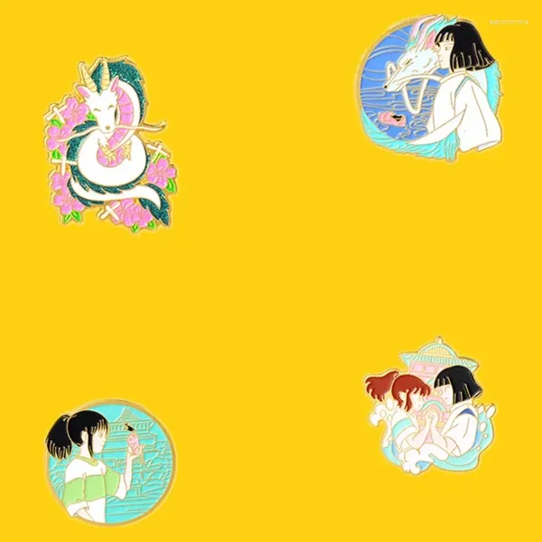 Broschen Custom Cartoon Anime Spirit World Emaille Pins Großhandel Dragon Girl Süßes Revers Badge Pin Juwely Geschenk für Fans Freunde