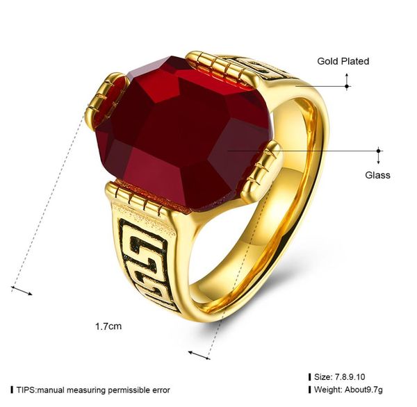Совершенно новый драгоценный камень кольца из золотого цвета титановый стальной фигура Кольцо Королевские кольца для человека 2014571