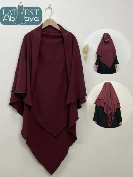 Ethnische Kleidung neueste Khimar Muslim Crepe Long Hijab für Frauen 2 geschichtete arabische Islam Robe Dubai Türkei Schal Abaya Verkauf